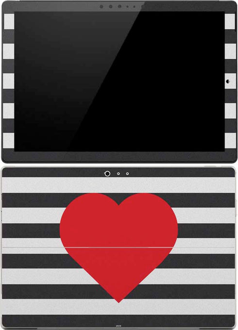 Black And White Striped Heart Surface Pro (2017) Skin
