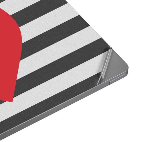 Black And White Striped Heart Universal Laptop 13in (10.6 x 7.6in) Skin