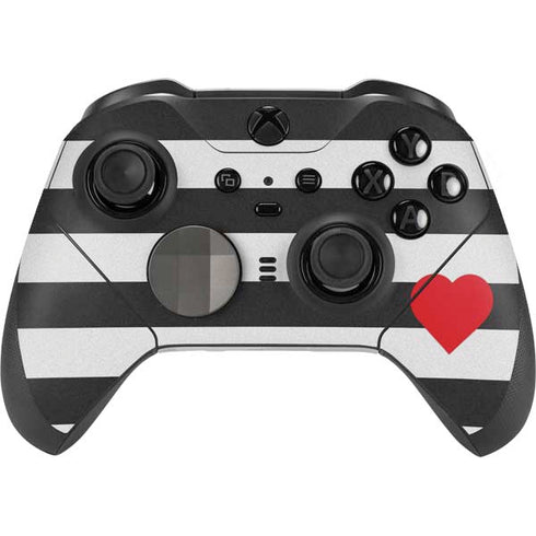 Black And White Striped Heart Xbox Elite Wireless Controller Series 2 Skin