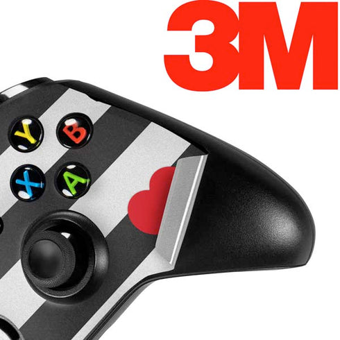 Black And White Striped Heart Xbox One S Controller Skin