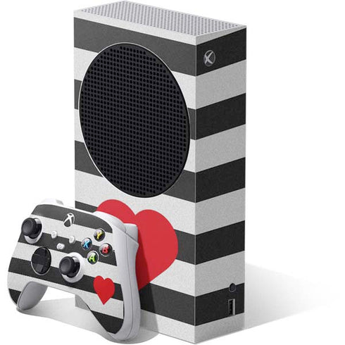 Black And White Striped Heart Xbox Series S Bundle Skin