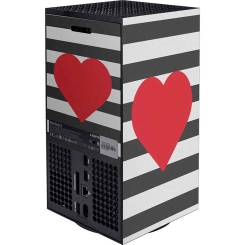 Black And White Striped Heart Xbox Series X Bundle Skin