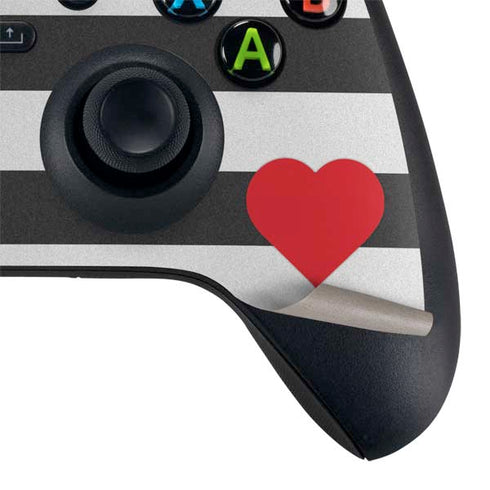Black And White Striped Heart Xbox Series X Controller Skin