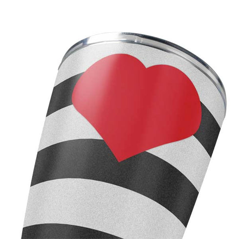 Black And White Striped Heart Yeti 20oz Tumbler Skin