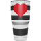 Black And White Striped Heart Yeti 30oz Rambler Tumbler Skin