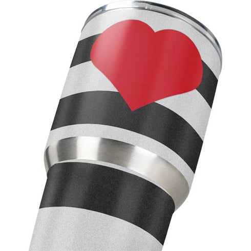 Black And White Striped Heart Yeti 30oz Rambler Tumbler Skin
