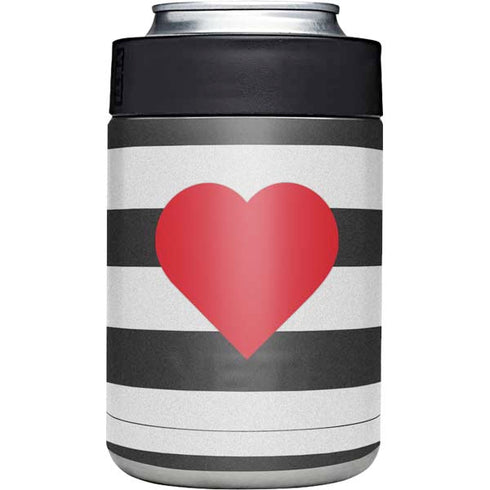 Black And White Striped Heart Yeti Colster Can Insulator Skin