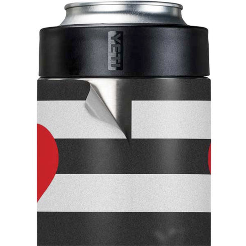Black And White Striped Heart Yeti Colster Can Insulator Skin