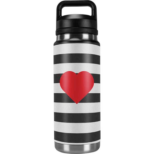 Black And White Striped Heart YETI Rambler 26oz Bottle Skin