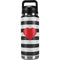 Black And White Striped Heart YETI Rambler 26oz Bottle Skin