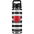 Black And White Striped Heart YETI Rambler 26oz Bottle Skin