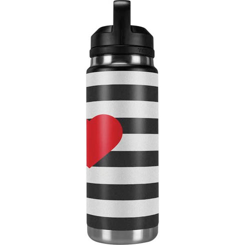 Black And White Striped Heart YETI Rambler 26oz Bottle Skin