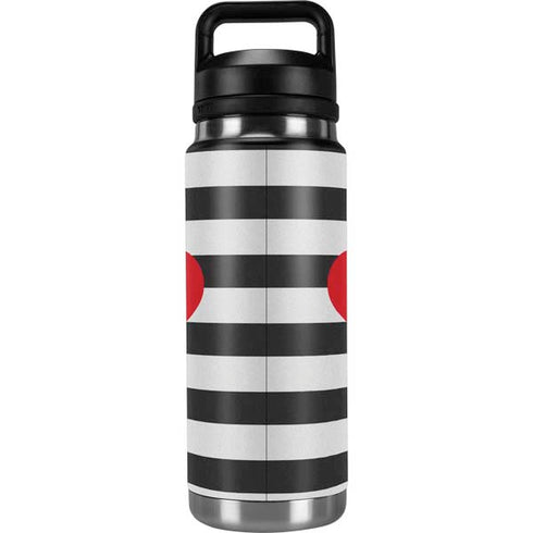Black And White Striped Heart YETI Rambler 26oz Bottle Skin