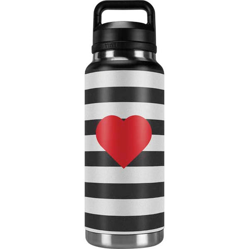 Black And White Striped Heart YETI Rambler 36oz Bottle Skin