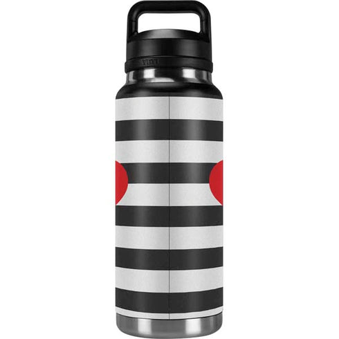 Black And White Striped Heart YETI Rambler 36oz Bottle Skin
