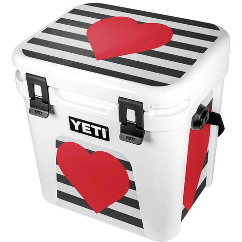 Black And White Striped Heart YETI Roadie 24 Hard Cooler Skin