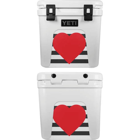 Black And White Striped Heart YETI Roadie 24 Hard Cooler Skin