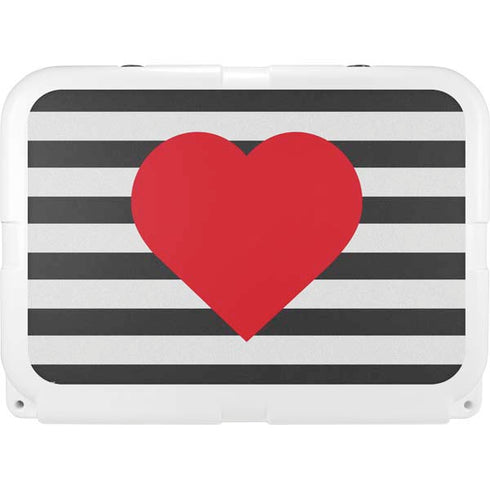 Black And White Striped Heart YETI Tundra 35 Hard Cooler Skin