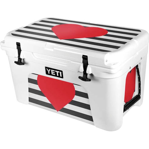 Black And White Striped Heart YETI Tundra 45 Hard Cooler Skin