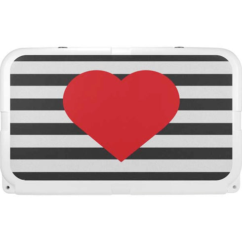 Black And White Striped Heart YETI Tundra 45 Hard Cooler Skin