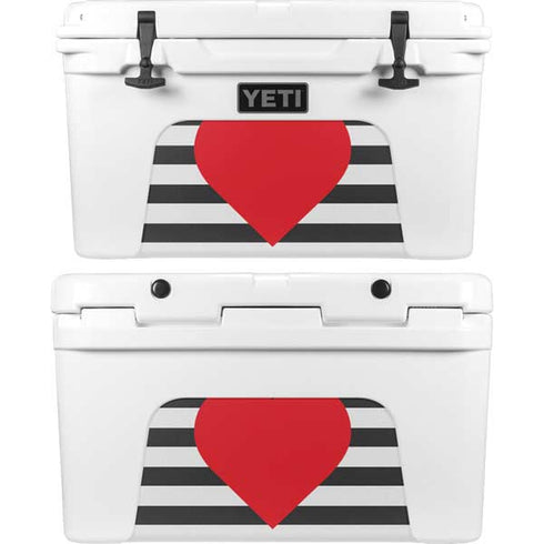 Black And White Striped Heart YETI Tundra 45 Hard Cooler Skin