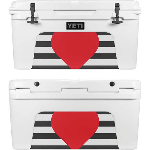 Black And White Striped Heart YETI Tundra 65 Hard Cooler Skin
