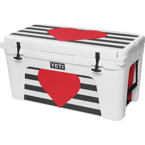 Black And White Striped Heart YETI Tundra 75 Hard Cooler Skin