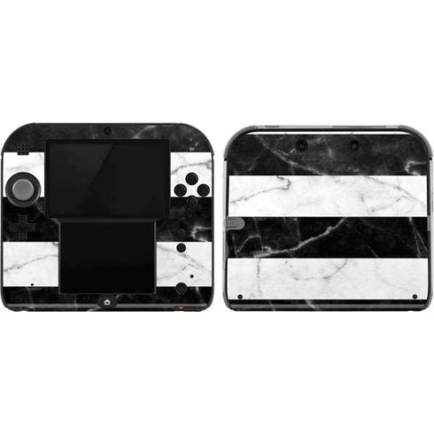 Black and White Striped Marble Nintendo 2DS Skin