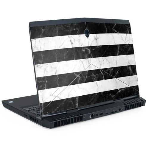 Black and White Striped Marble Dell Alienware Skin