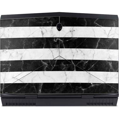 Black and White Striped Marble Dell Alienware Skin