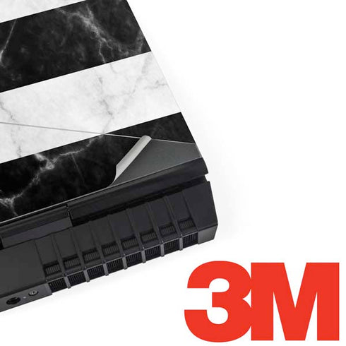 Black and White Striped Marble Dell Alienware Skin