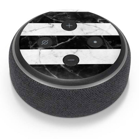 Black and White Striped Marble Amazon Echo Dot Skin