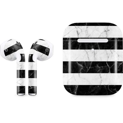 Black and White Striped Marble Apple AirPods 2 Skin