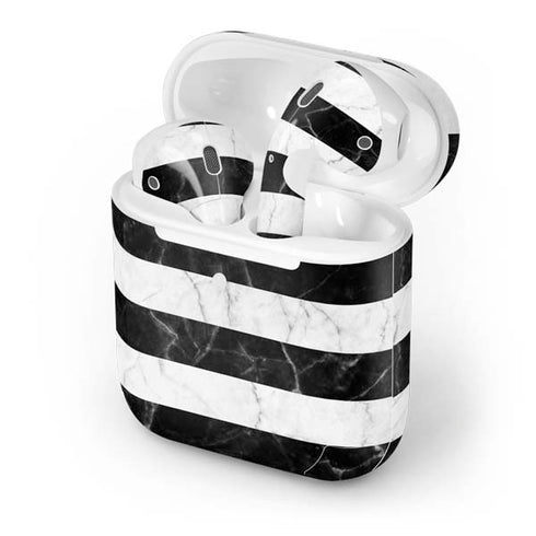 Black and White Striped Marble Apple AirPods 2 Skin