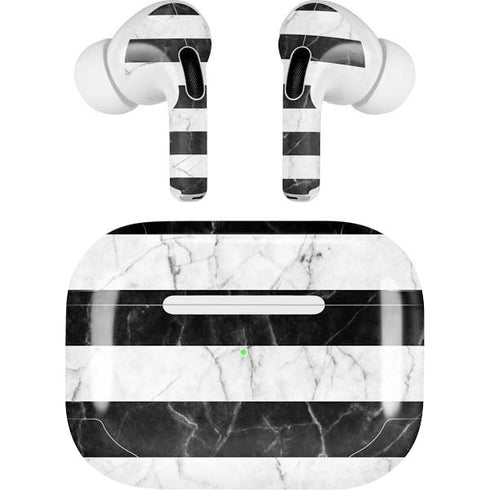 Black and White Striped Marble Apple AirPods Pro Skin