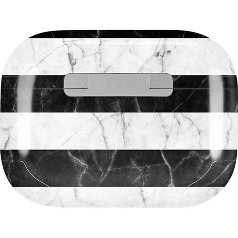 Black and White Striped Marble Apple AirPods Pro Skin