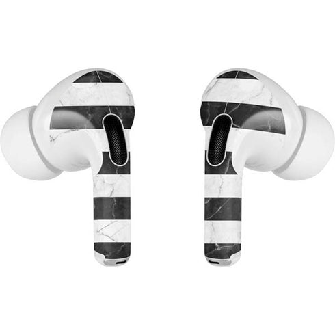 Black and White Striped Marble Apple AirPods Pro Skin