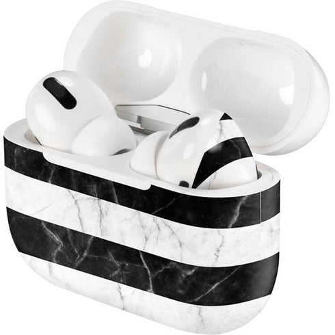 Black and White Striped Marble Apple AirPods Pro Skin