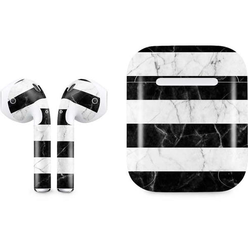 Black and White Striped Marble Apple AirPods Skin