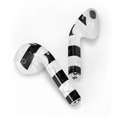 Black and White Striped Marble Apple AirPods Skin