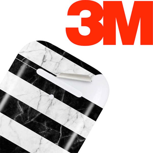 Black and White Striped Marble Apple AirPods Skin