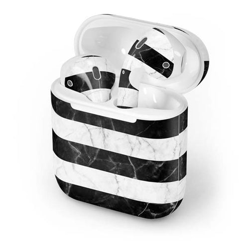 Black and White Striped Marble Apple AirPods Skin