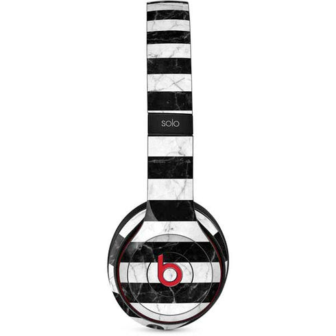 Black and White Striped Marble Beats Solo 2 Wireless Skin