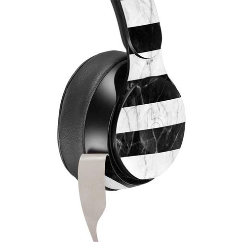 Black and White Striped Marble Beats Solo Pro Skin