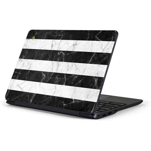 Black and White Striped Marble Samsung Chromebook Skin