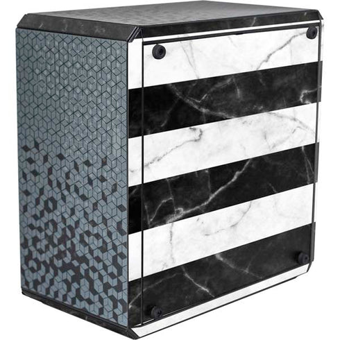 Black and White Striped Marble Cooler Master MasterBox Q300L Mini Tower Skin