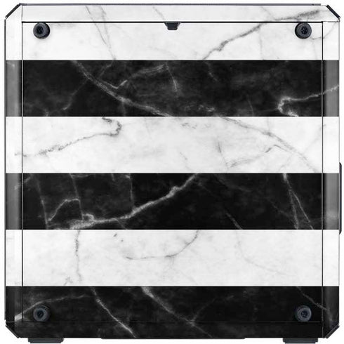 Black and White Striped Marble Cooler Master MasterBox Q300L Mini Tower Skin