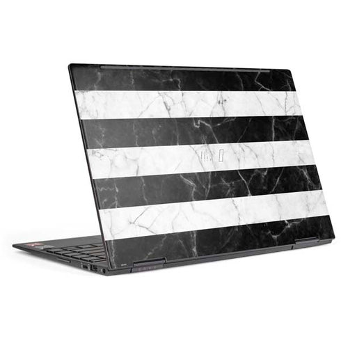 Black and White Striped Marble HP Envy Skin