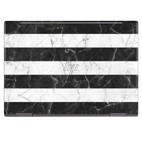 Black and White Striped Marble HP Envy Skin