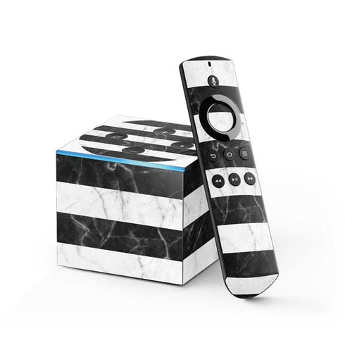 Black and White Striped Marble Fire TV Cube Skin